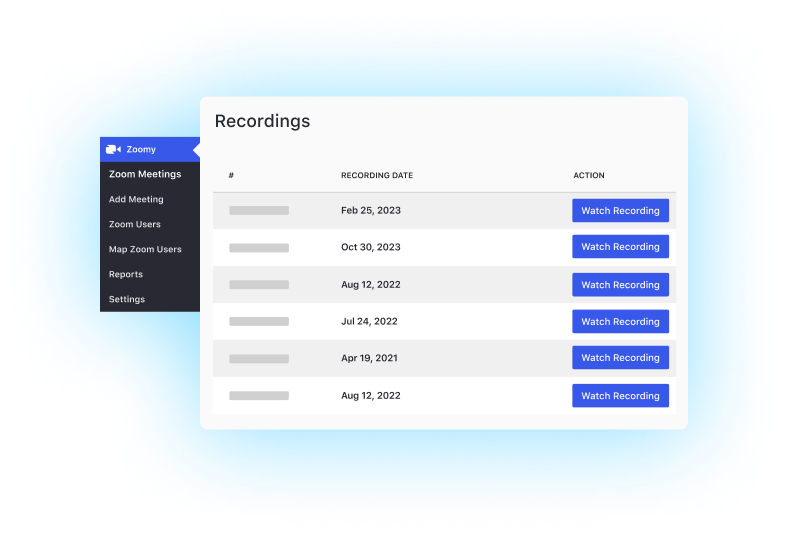 Zoom WordPress Plugin Recordings